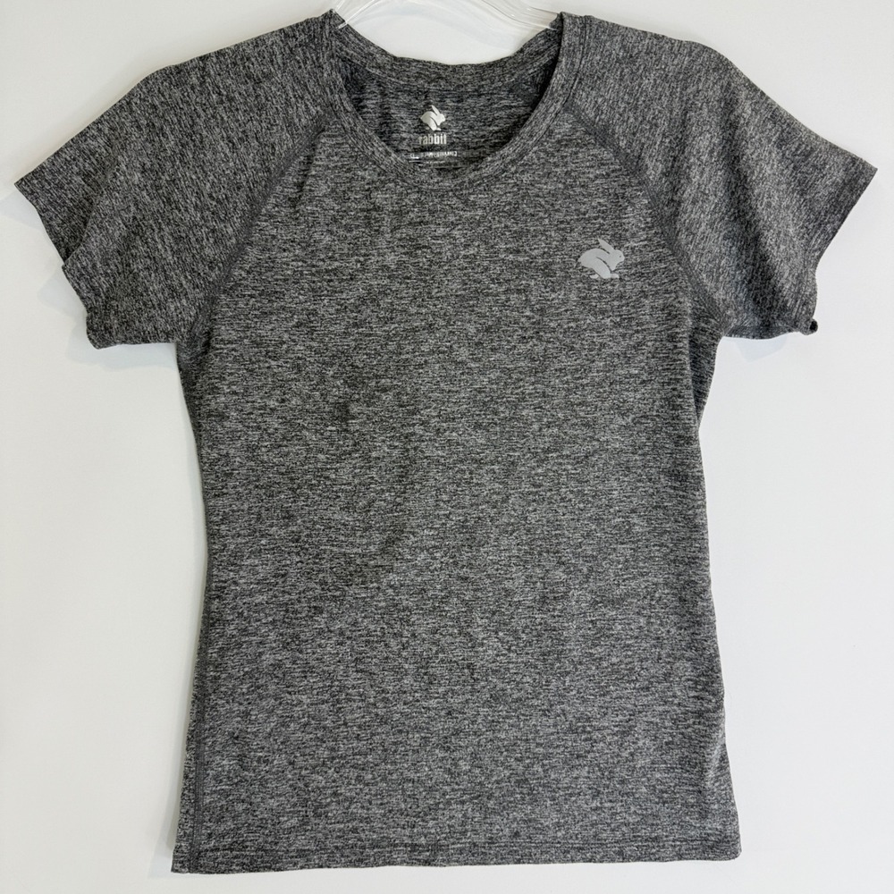 Rabbit EZ Tee SS Women XS Grey Heathered Short Sleeve Running Shirt 12915